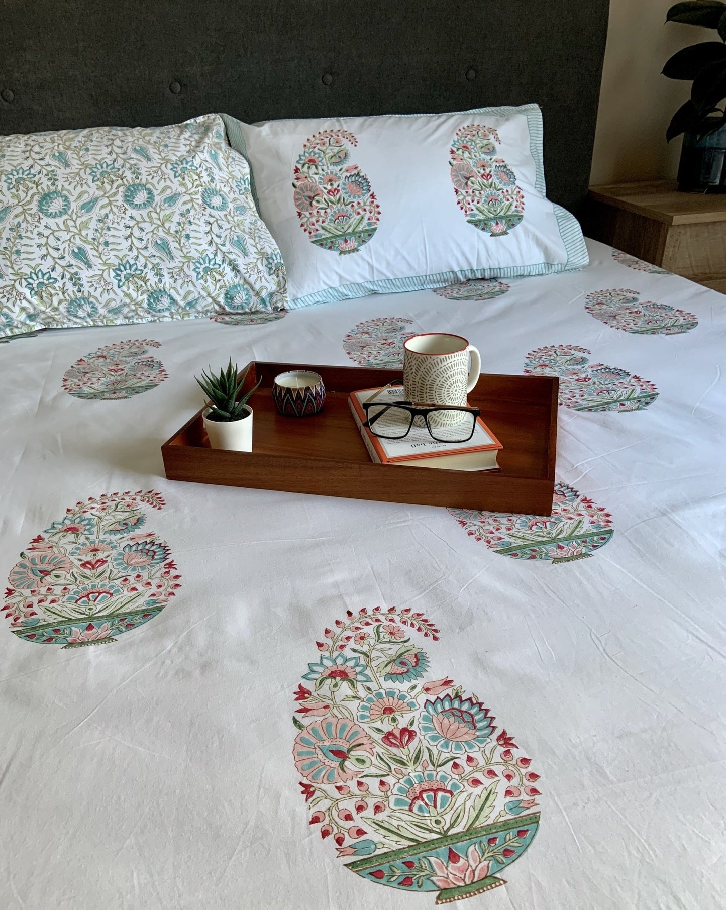 Arlene Block Printed Cotton Bed Sheet- KING