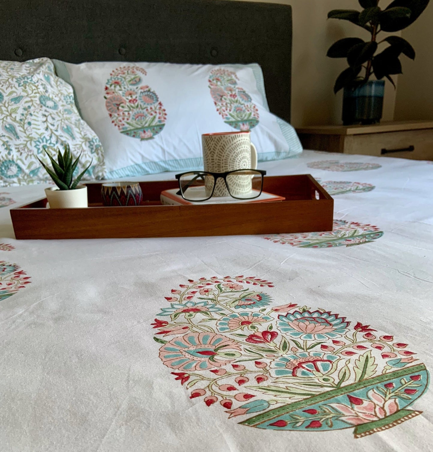 Arlene Block Printed Cotton Bed Sheet- KING