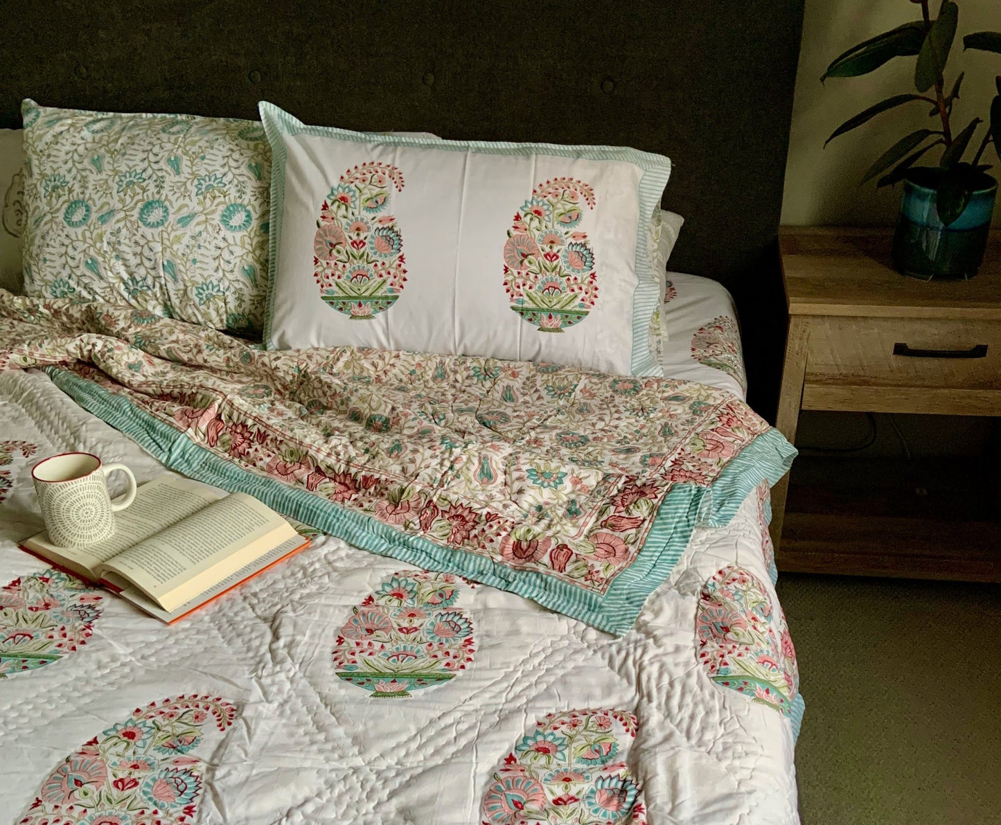 Arlene Reversible Block Printed Cotton Quilt - KING/ QUEEN