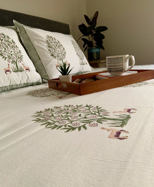 Harini Block Printed Cotton Bed Sheet- KING
