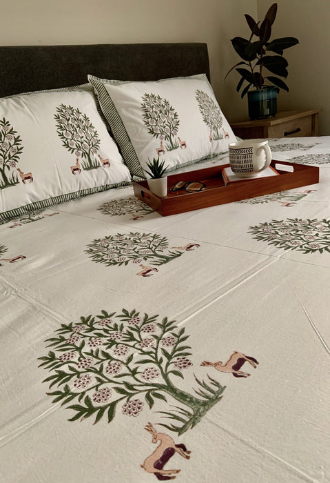 Harini Block Printed Cotton Bed Sheet- KING