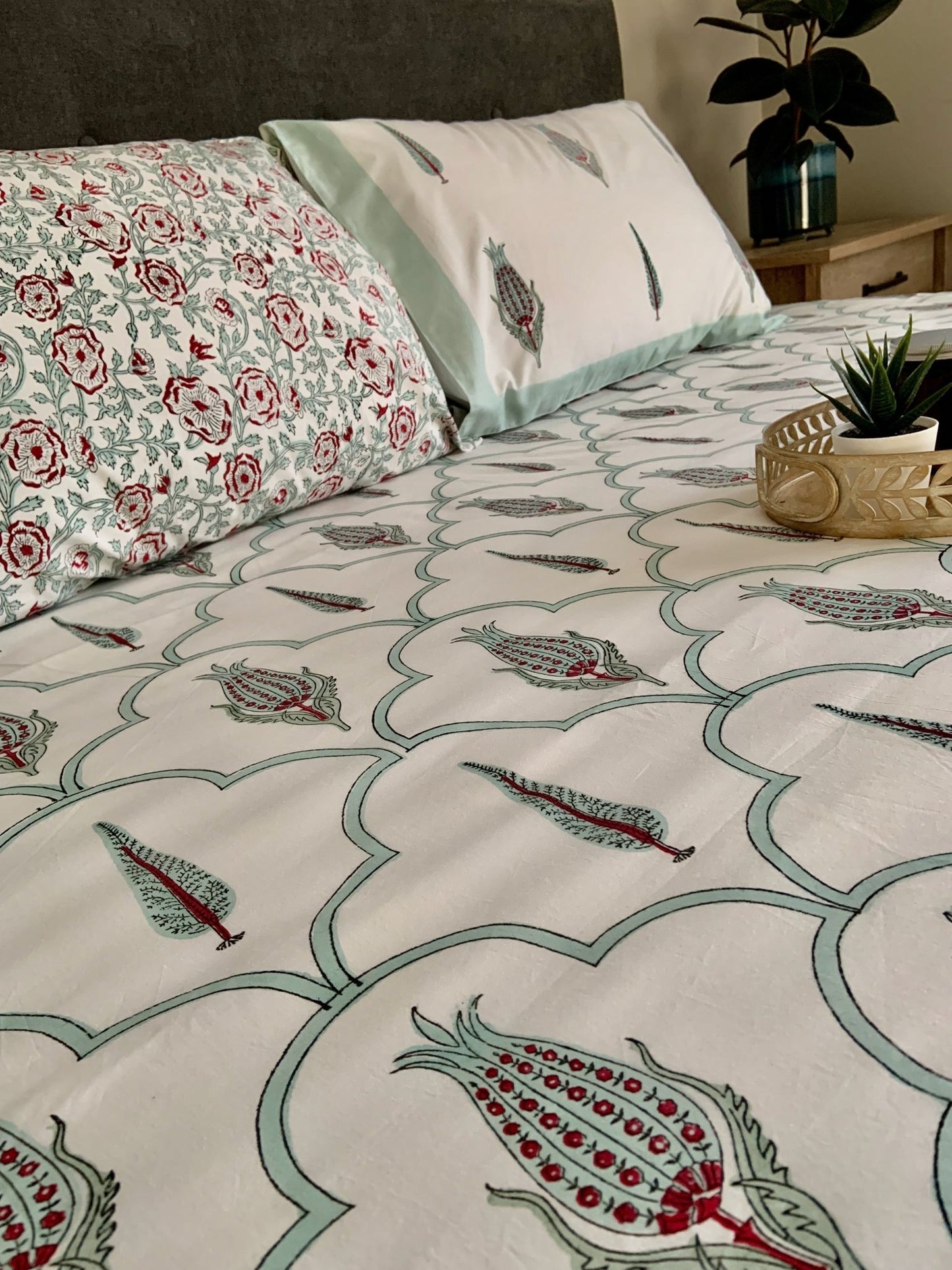 Navika Block Printed Cotton Bed Sheet- QUEEN