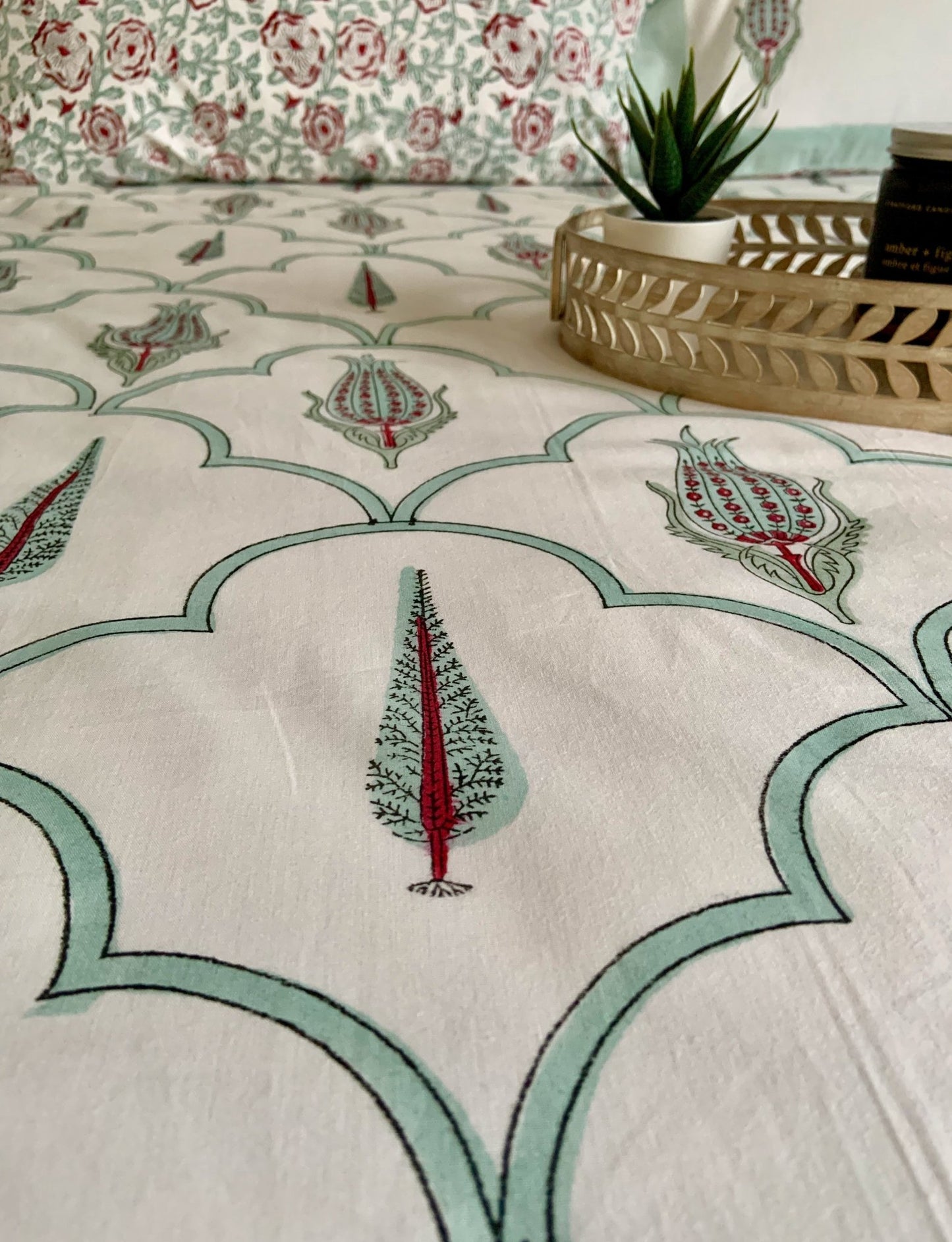 Navika Block Printed Cotton Bed Sheet- QUEEN